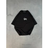 Unisex Bisiklet Yaka Baskılı Oversize T-Shirt - Siyah