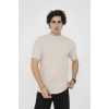 Unisex Bisiklet Yaka Slim fit T-Shirt- Bej