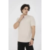 Unisex Bisiklet Yaka Slim fit T-Shirt- Bej