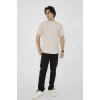 Unisex Bisiklet Yaka Slim fit T-Shirt- Bej