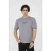 Unisex Bisiklet Yaka Slim fit T-Shirt- Gri