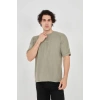 Unisex Jakar Kumaş Rahat Kol T-Shirt - Açık Yeşil