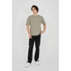 Unisex Jakar Kumaş Rahat Kol T-Shirt - Açık Yeşil