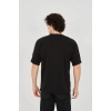 Unisex Jakar Kumaş Rahat Kol T-Shirt - Siyah