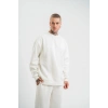 Uzun Kol Bisiklet Yaka Basic SweatShirt - Beyaz