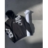 Uzun Kol Kapüşonlu Baskılı SweatShirt - Siyah