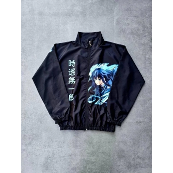 Fermuarlı Dijital Baskılı Rüzgarlık - Siyah