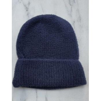 Unisex Tam Kalıp İnce Sakallı Triko Bere - Lacivert