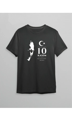 10 Kasım Atatürk Baskılı T-shirt - Siyah
