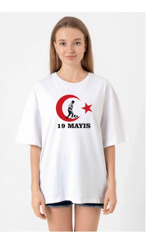 19 Mayıs 20/1 Baskılı T-shirt - Beyaz