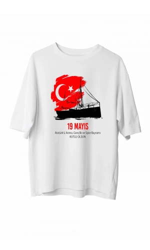 19 Mayıs 20/1 Unisex Baskılı T-shirt - Beyaz