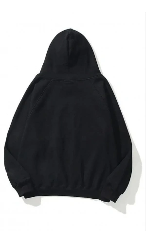 3 İplik Pamuklu Unisex Kapşonlu Sweetshirt - Siyah