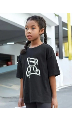Çocuk Unisex Baskılı T-Shirt - Siyah