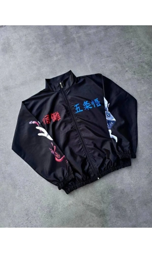 Fermuarlı Dijital Baskılı Rüzgarlık - Siyah