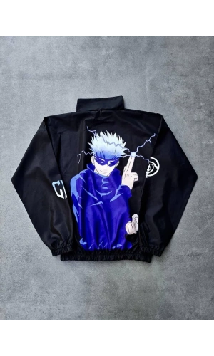 Fermuarlı Dijital Baskılı Rüzgarlık - Siyah