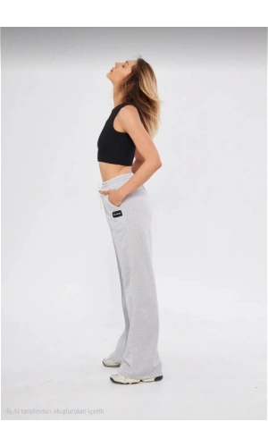 İki iplik Bol Paça Eşofman Pantalon - Gri