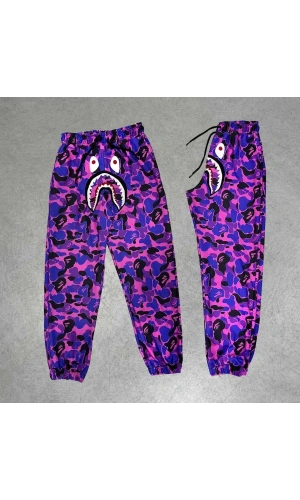 İki İplik Mevsimlik Bape Nakişli Eşofman Pantolon - Mor