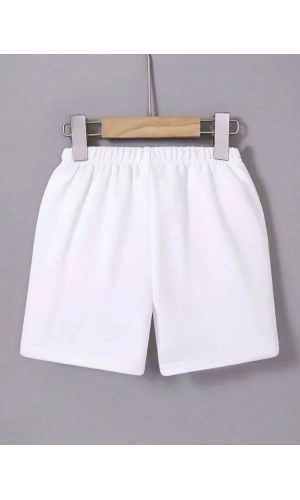 Kadın Beli Lastikli Mini Düz Şort - Beyaz