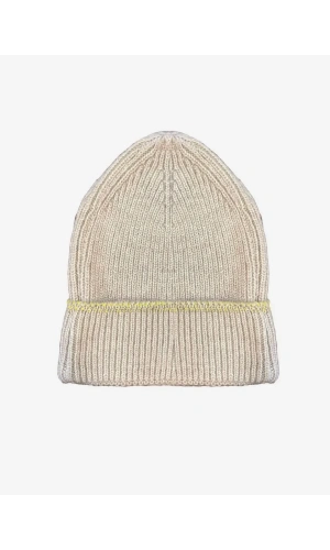 Kadın Dokuma Simli Triko Bere - Bej