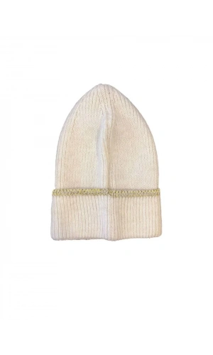 Kadın Dokuma Simli Triko Bere - Beyaz