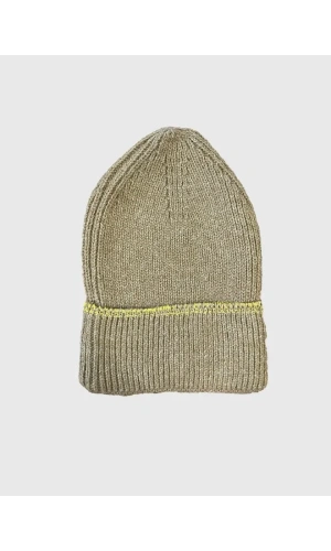 Kadın Dokuma Simli Triko Bere - Kahverengi