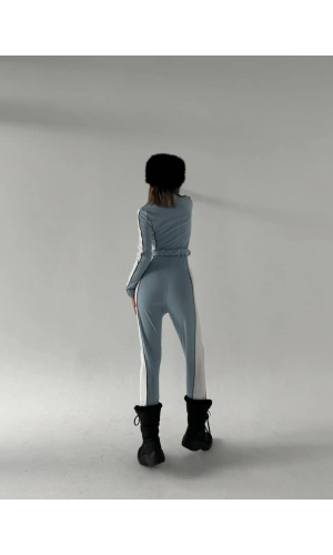 Kemer Detaylı Fermuarlı Tulum - Bebe Mavisi