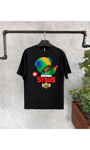 Unisex Baskılı Kısa Kol Çocuk T-Shirt - Siyah