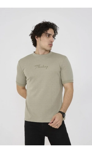 Unisex Bisiklet Yaka Slim fit T-Shirt- Açık Yeşil