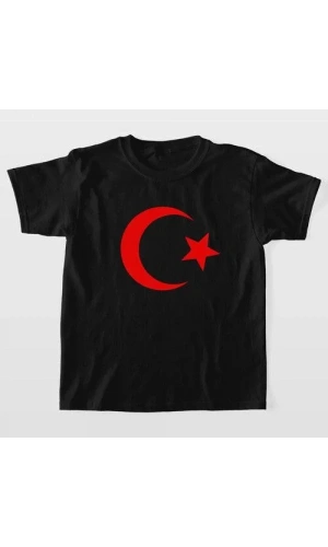 Unisex Çocuk Baskılı T-Shirt - Siyah
