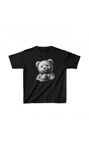 Unisex Çocuk Baskılı T-Shirt - Siyah