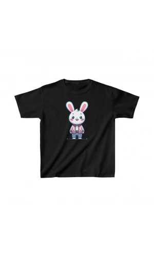 Unisex Çocuk Baskılı T-Shirt - Siyah