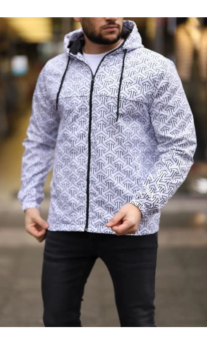 Unisex Kapüşonlu İçi Astarlı Yağmurluk - Beyaz