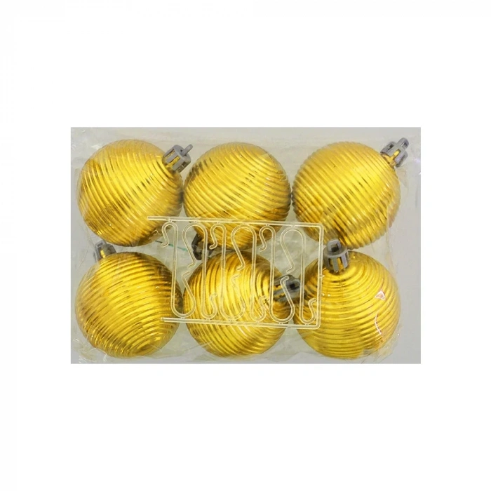Ağaç Süsleme Topları 6lı - 5cm - Altın Hasır