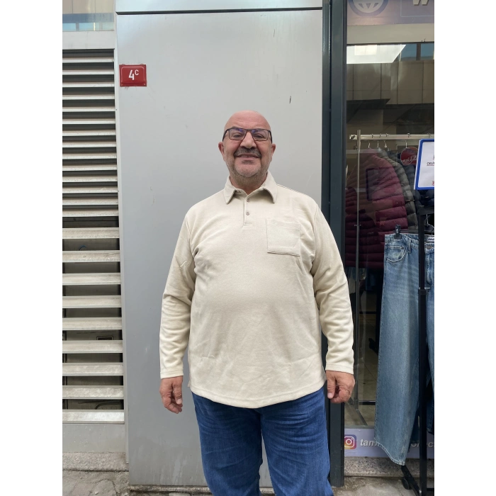 Büyük Beden Tshirt Polo U.Kol Cepli Bej