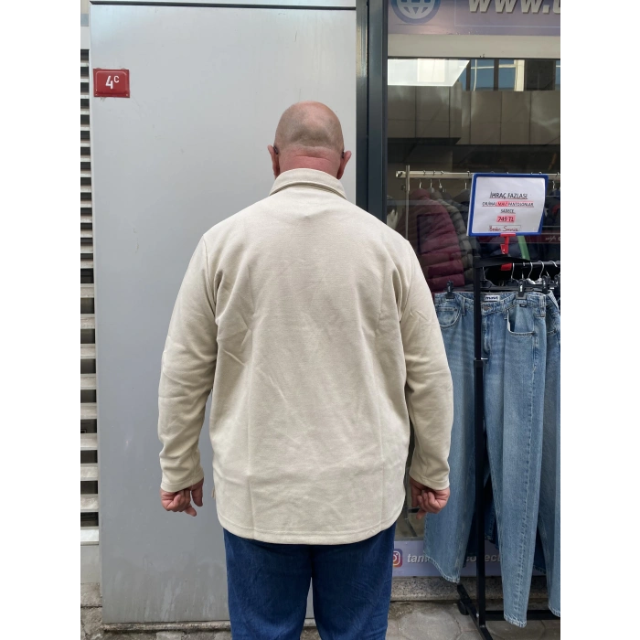 Büyük Beden Tshirt Polo U.Kol Cepli Bej
