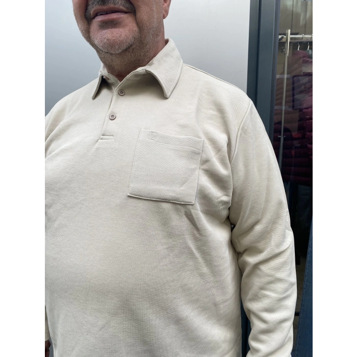 Büyük Beden Tshirt Polo U.Kol Cepli Bej