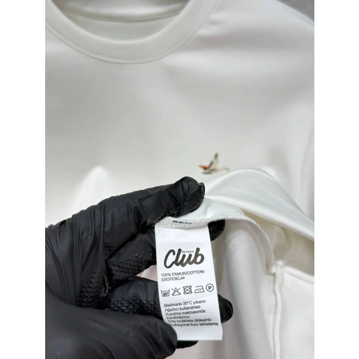 Erkek Bisiklet Yaka Regular Kalıp Logolu Sweatshirt Beyaz