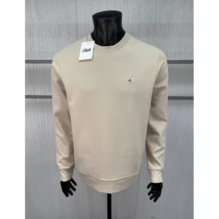Erkek Bisiklet Yaka Regular Kalıp Logolu Sweatshirt Gri