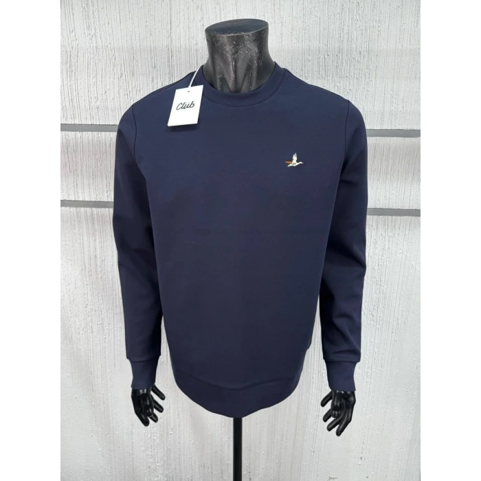 Erkek Bisiklet Yaka Regular Kalıp Logolu Sweatshirt Lacivert