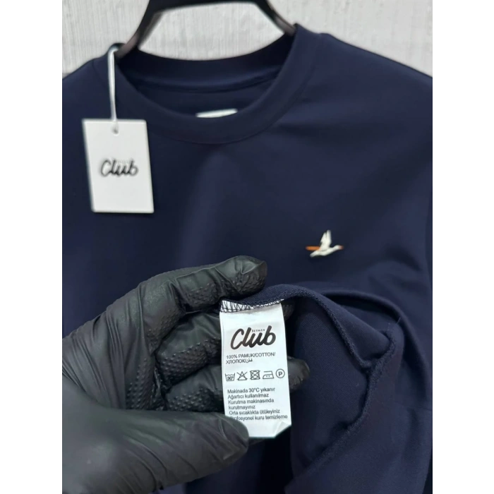 Erkek Bisiklet Yaka Regular Kalıp Logolu Sweatshirt Lacivert
