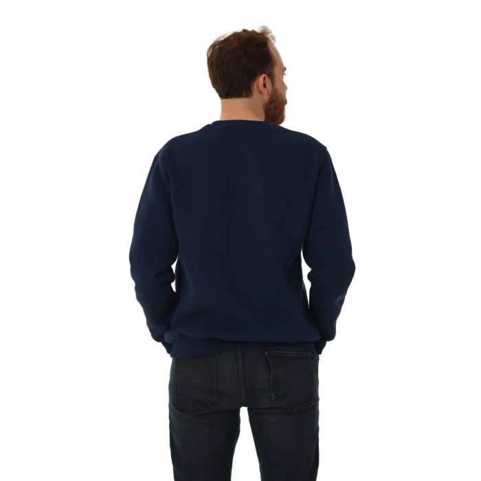 Erkek Bisiklet Yaka Regular Kalıp Logolu Sweatshirt Lacivert