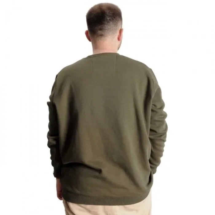Erkek Büyük Beden Sweatshirt Bisiklet Yaka Basic Haki