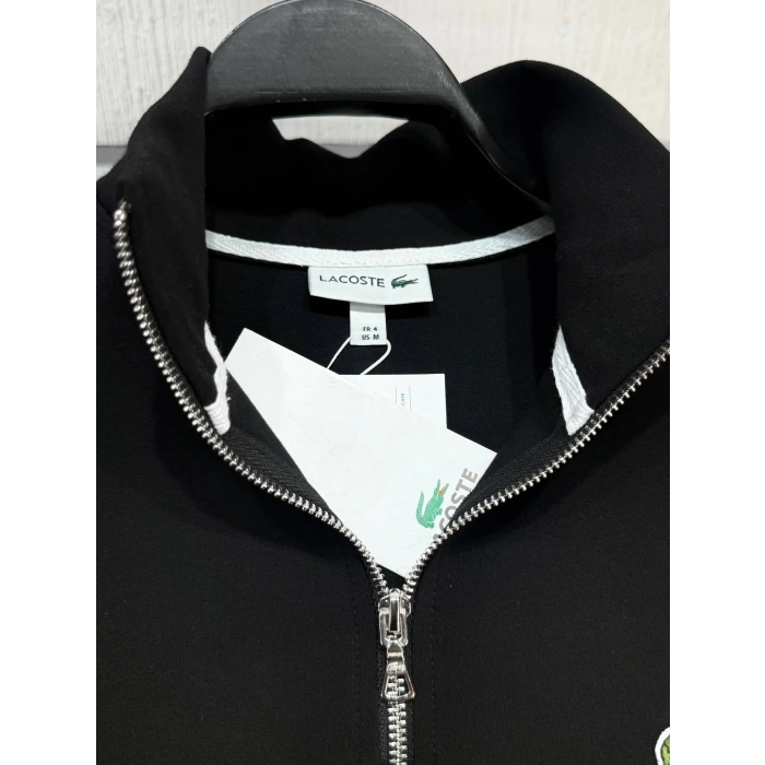 Erkek Classic Fit Yarım Fermuarlı Double Face Siyah Sweatshirt