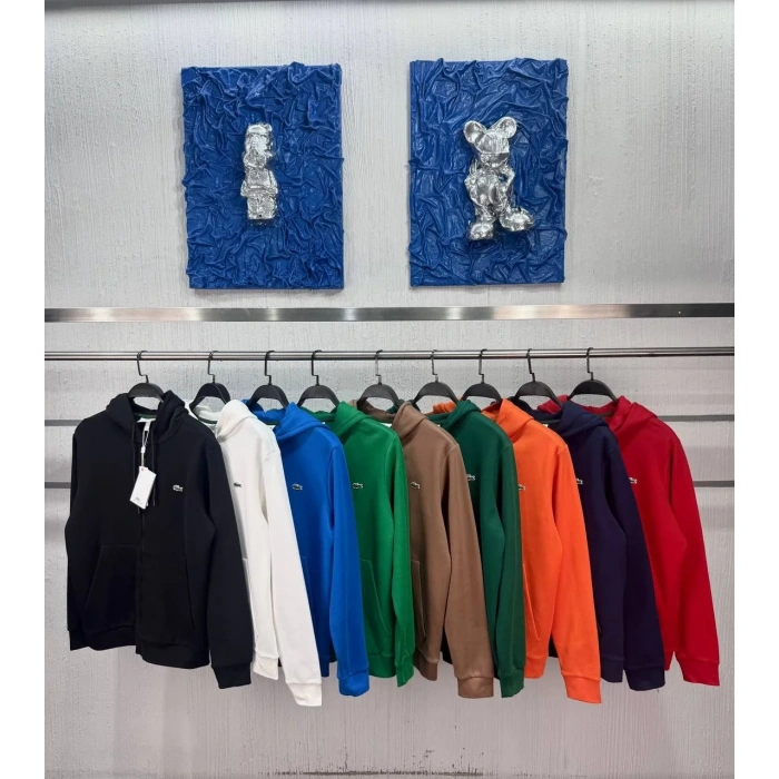 Erkek Fermuarlı Double Face Pike Kapüşonlu Polar Sweatshirt Saks Mavi