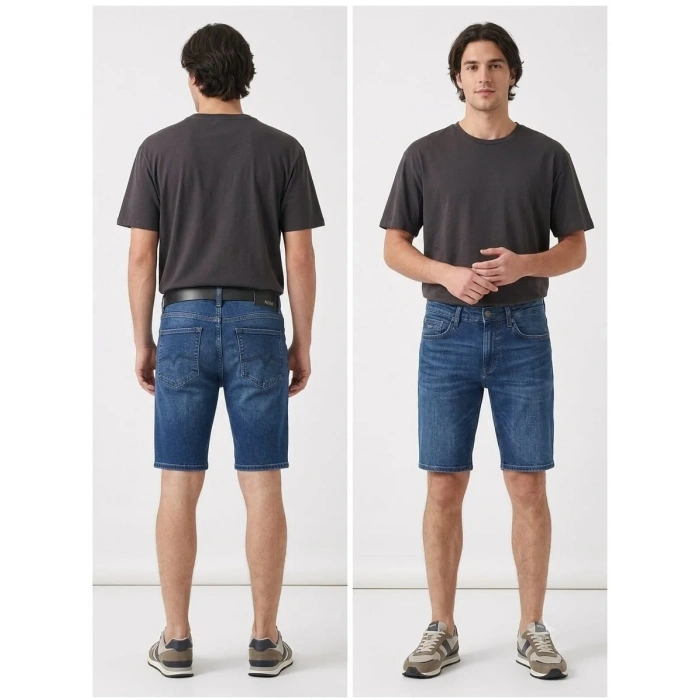 Erkek Hunter Casual Straight Leg Kot Şort - Mavi