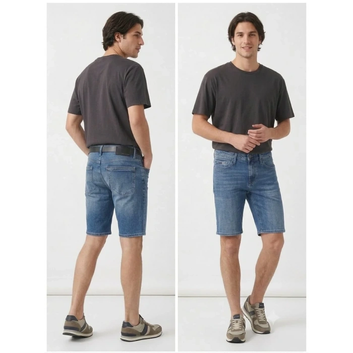 Erkek Hunter Casual Straight Leg Kot Şort - Mavi