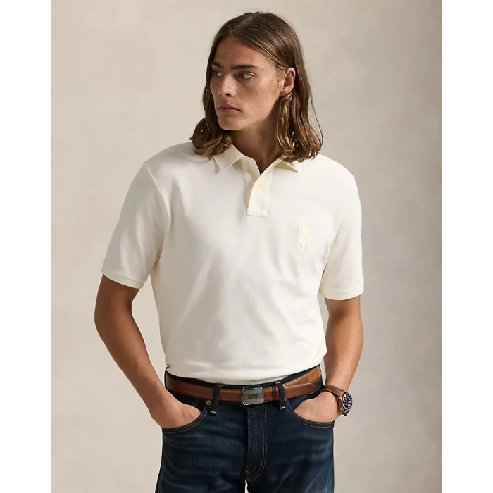 Erkek Klasik Regular Fit Düğmeli Polo Yaka Tişört - Krem