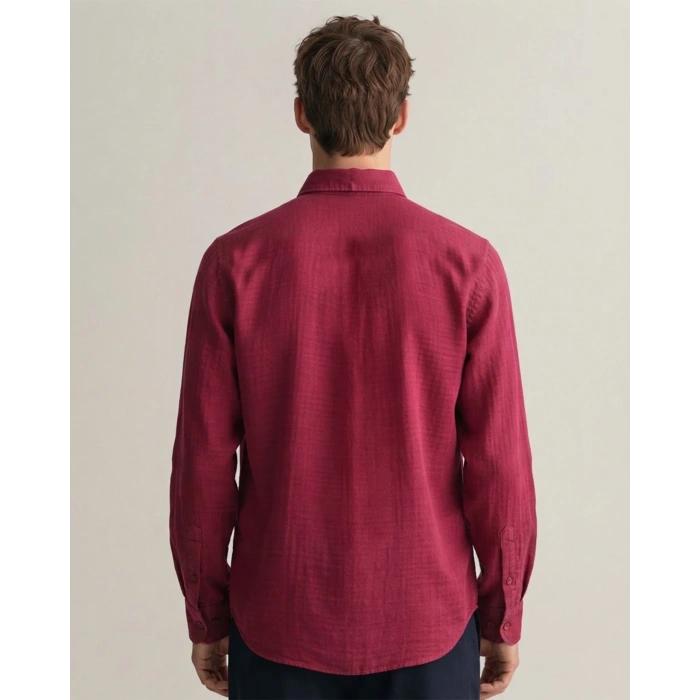 Erkek Müslin Regular Fit Gömlek - Bordo