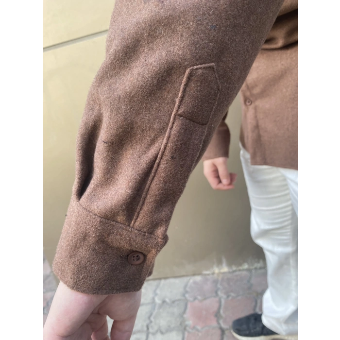 Erkek Premium Kaşe Gömlek - Kahverengi