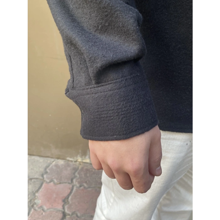 Erkek Premium Kaşe Gömlek - Siyah